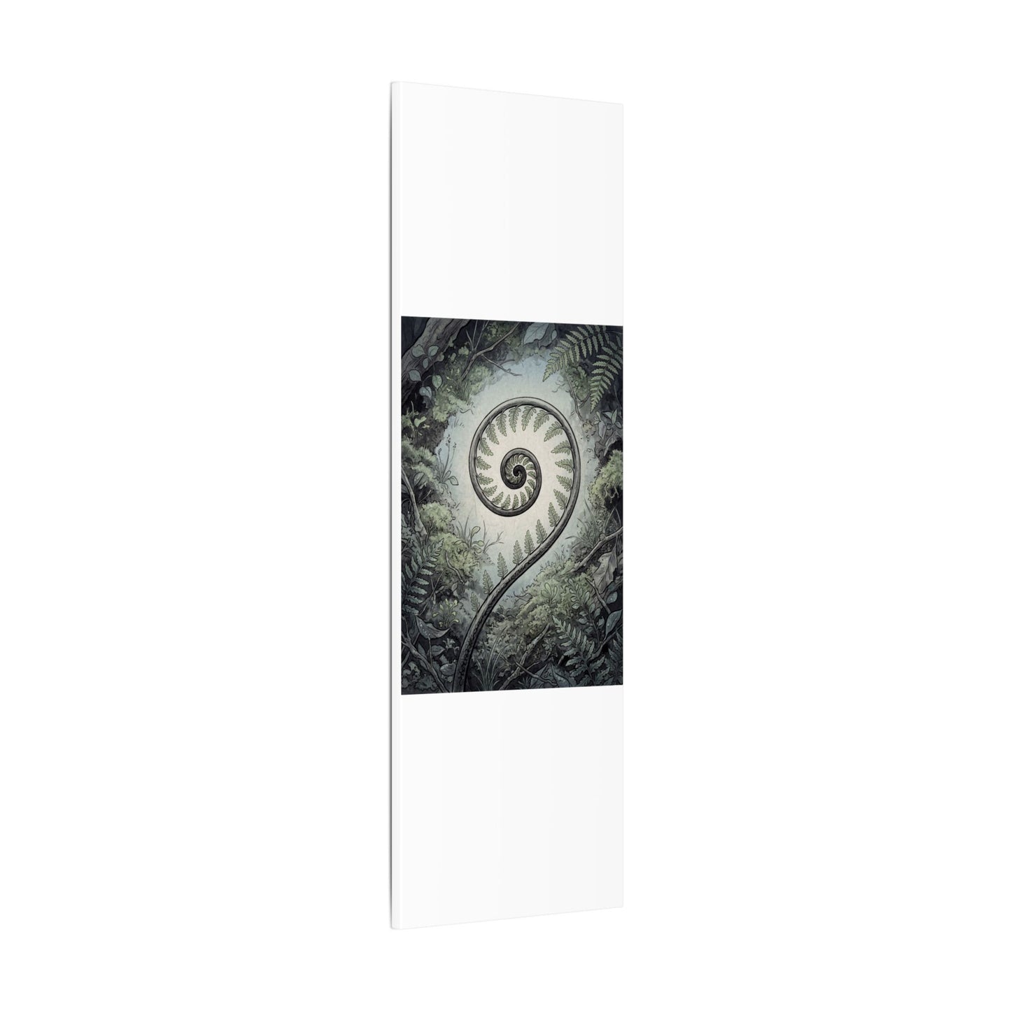 Zen Fern Unfurling in Dawn | Ukiyo E Inspired Canvas Art