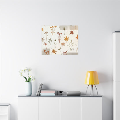 Autumn Dried Flowers Japanese Pattern Canvas Art | Elegant Decor