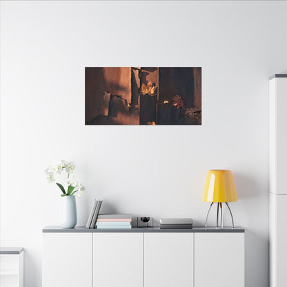Seijaku Rust Patina Canvas Art - Dark Japandi Shadow Zen