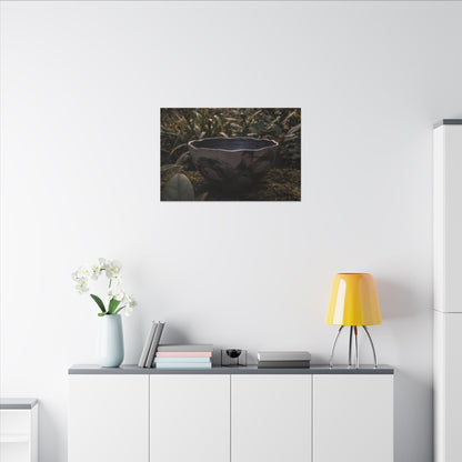 Ceramic Bowl Canvas Art | Summer Dark Japandi Charcoal Ink Art