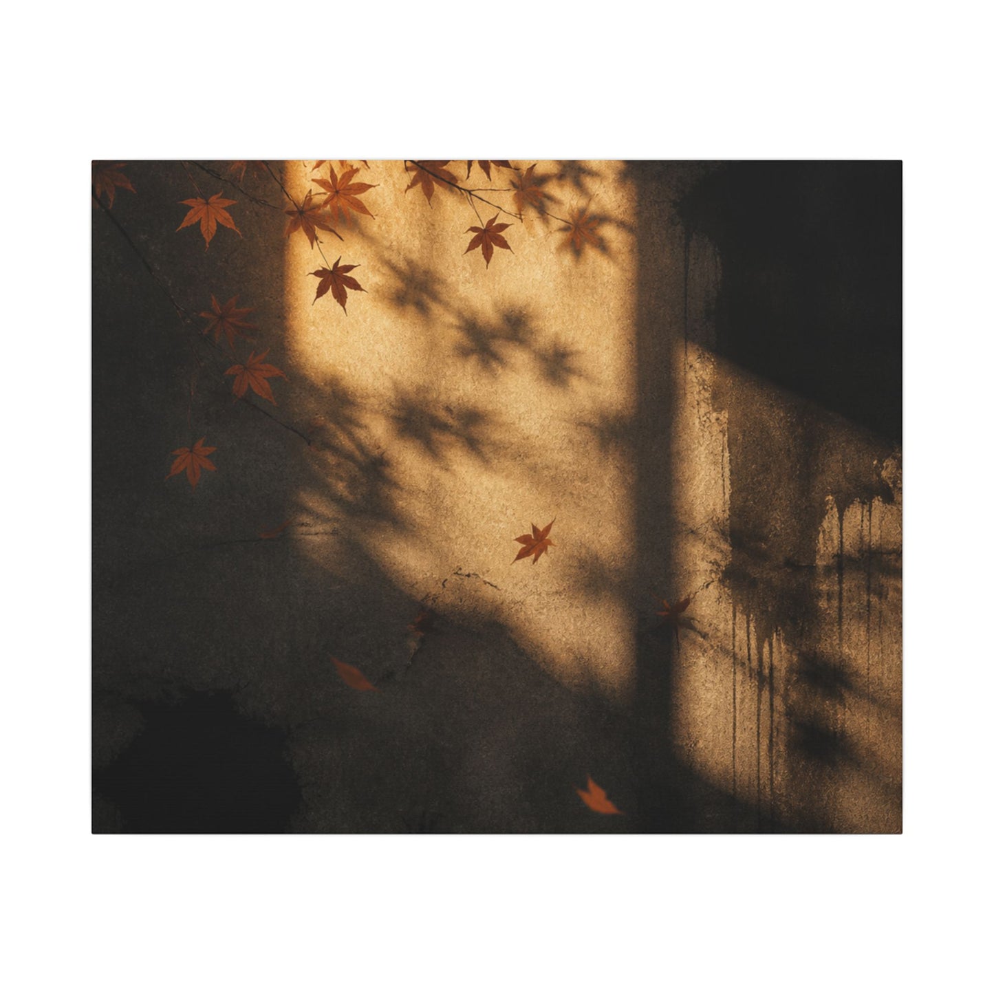 Shadow Play Canvas Art | Autumn Dark Japandi Charcoal Ink Art