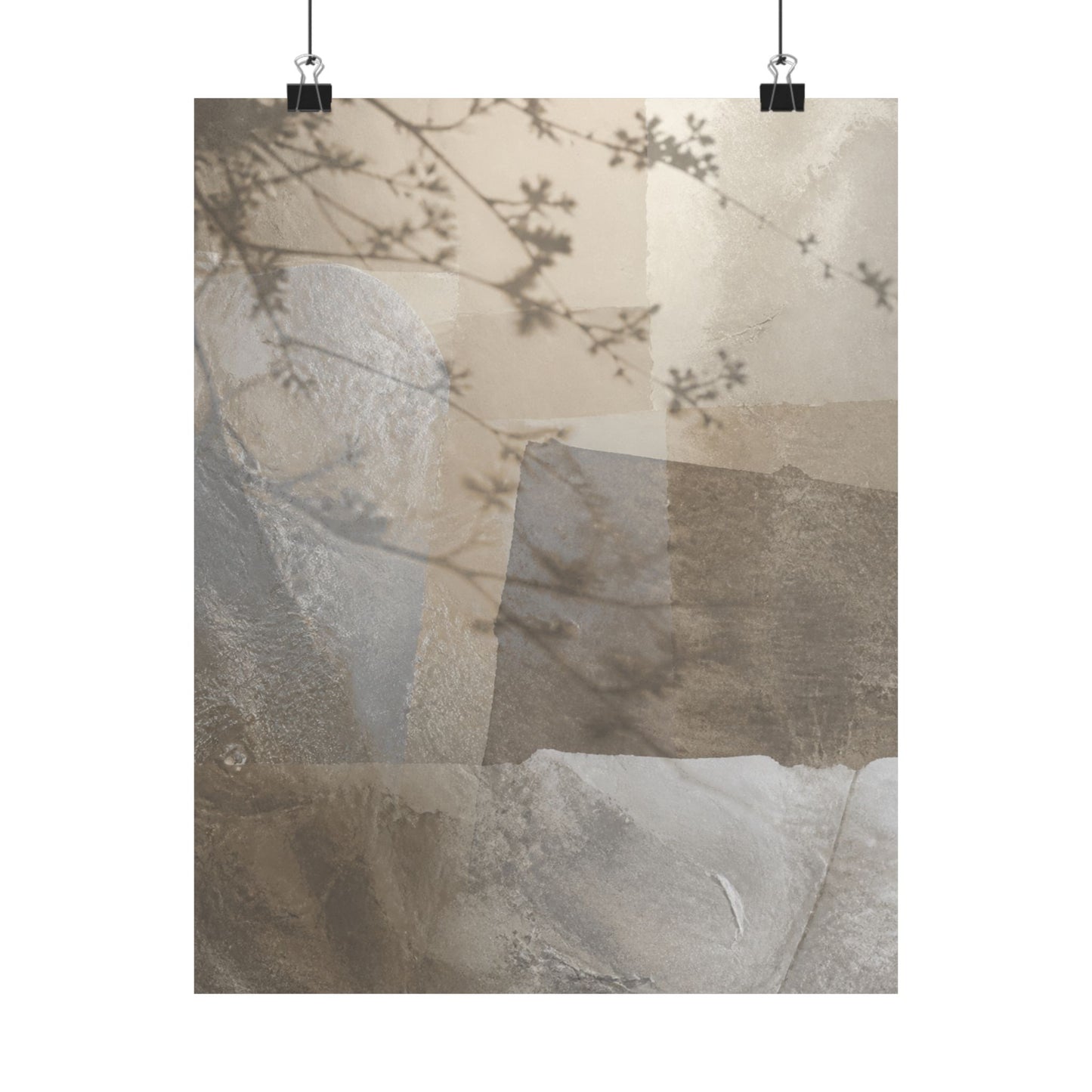 Shadow Play Winter Wall Art Print | Japandi Elegant Design