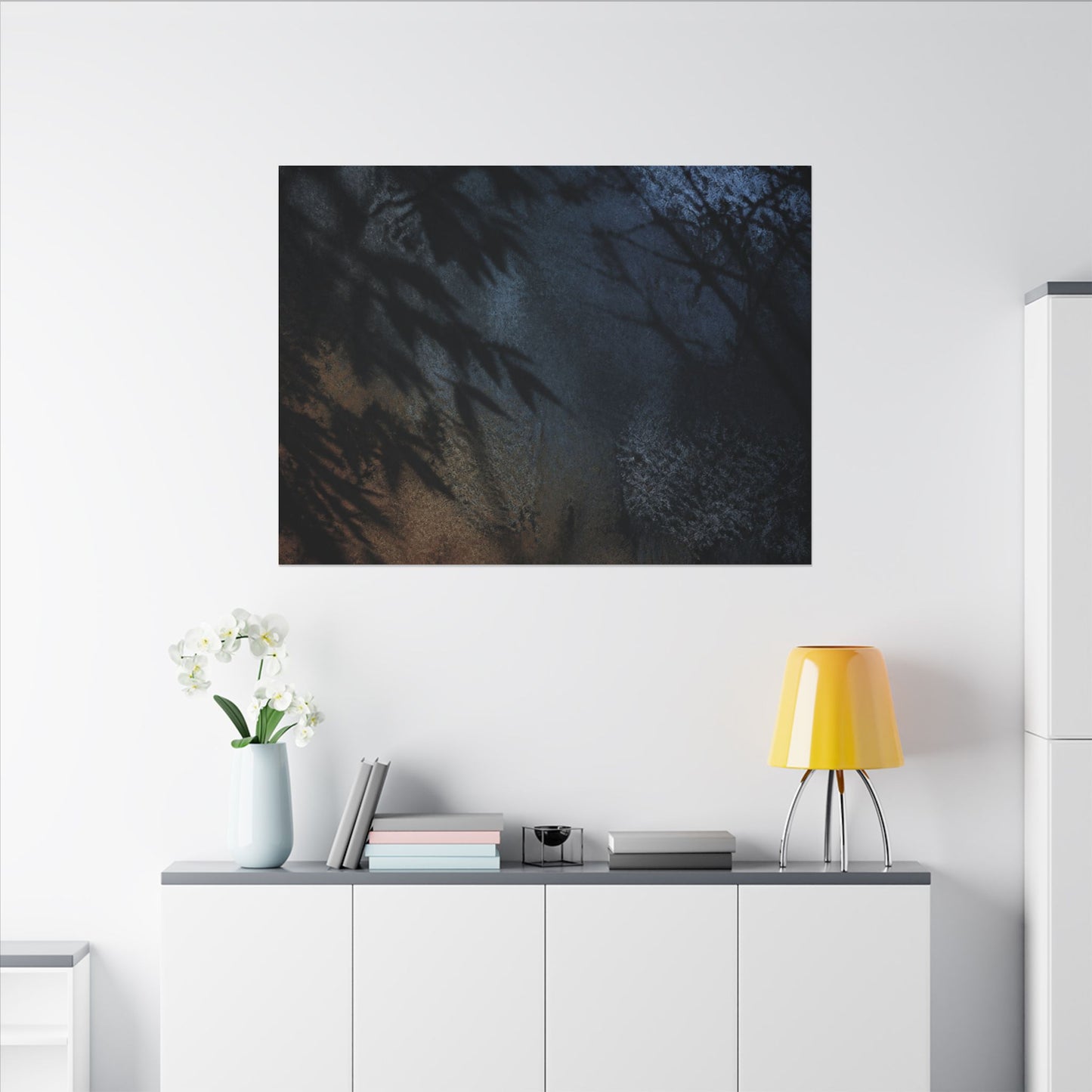 Kanso Shadow Play Canvas Art - Dark Japandi Shadow Zen
