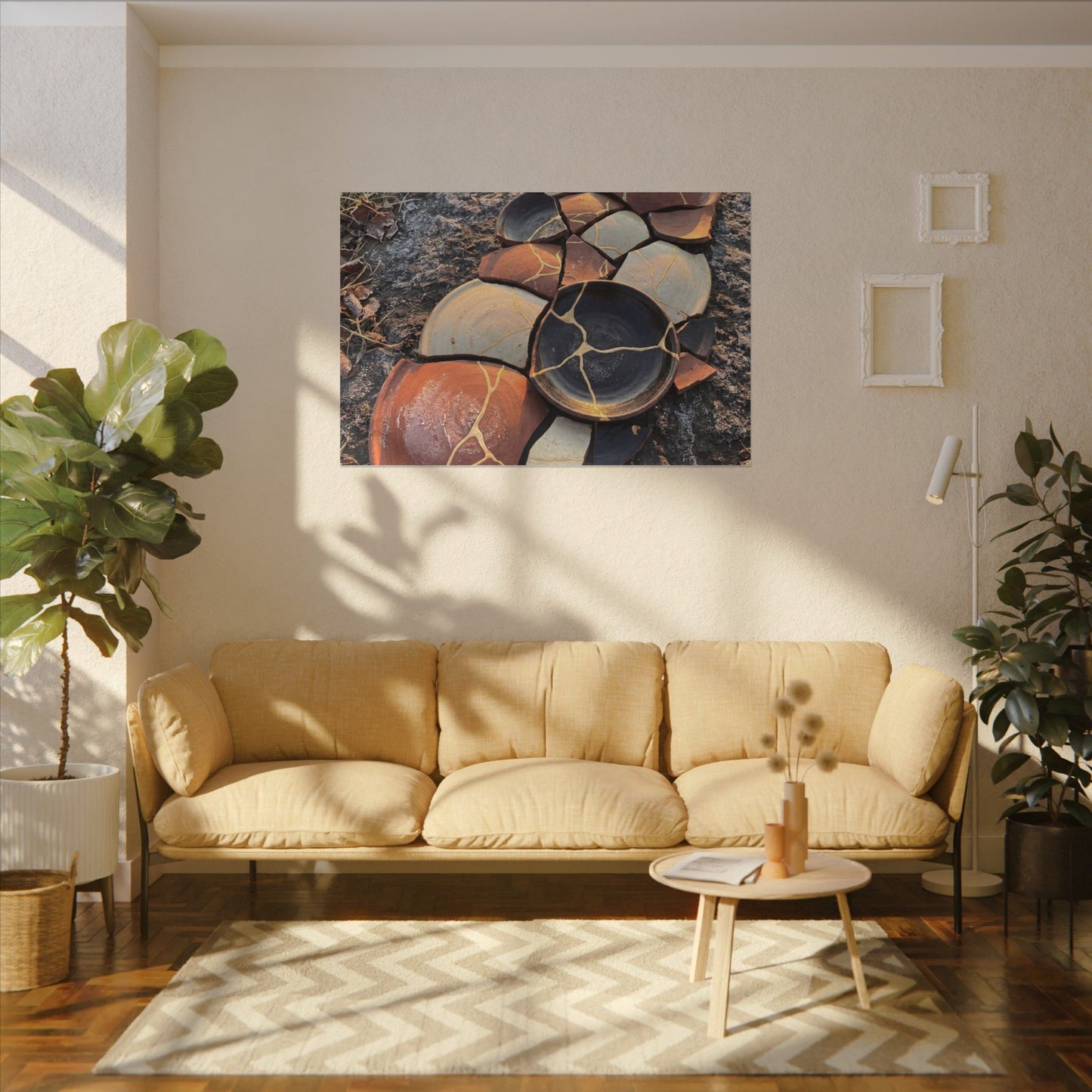 Winter Broken Pottery Gold Vein Canvas Art | Beautiful Decor