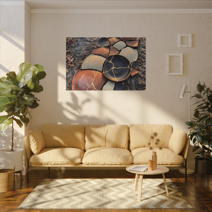 Winter Broken Pottery Gold Vein Canvas Art | Beautiful Decor