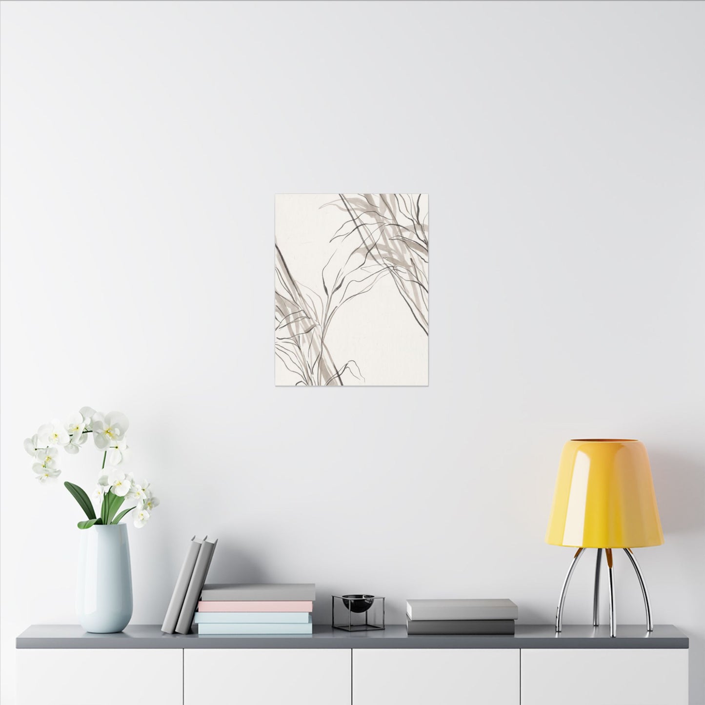 Neutral Shoji Screen Canvas Art - Minimal Line Japandi