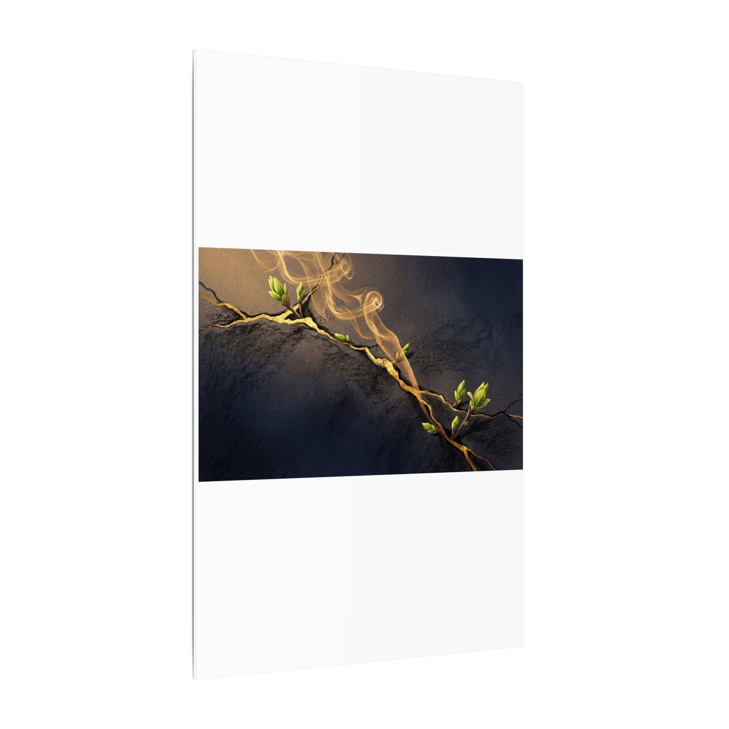Spring Incense Smoke Gold Vein Canvas Art | Healing Decor