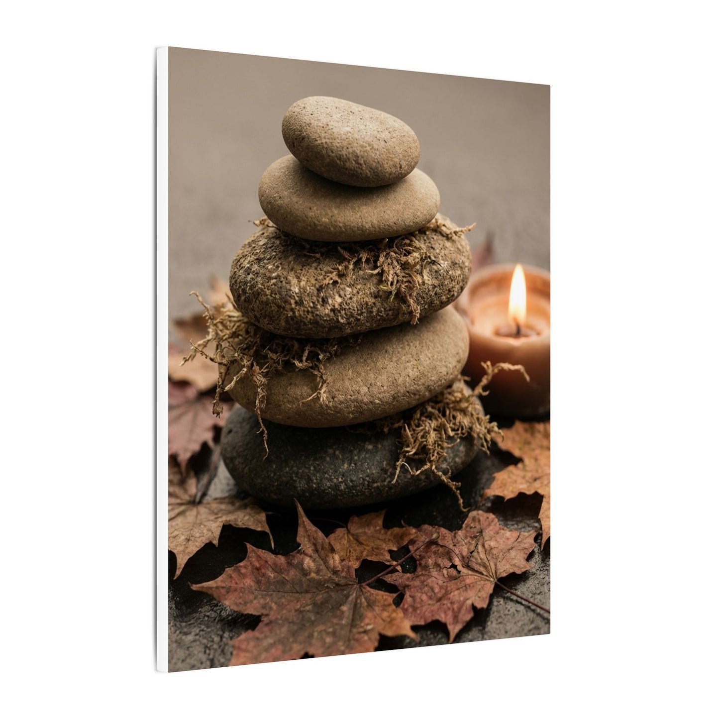 River Stones Canvas Art | Autumn Japandi Texture Art