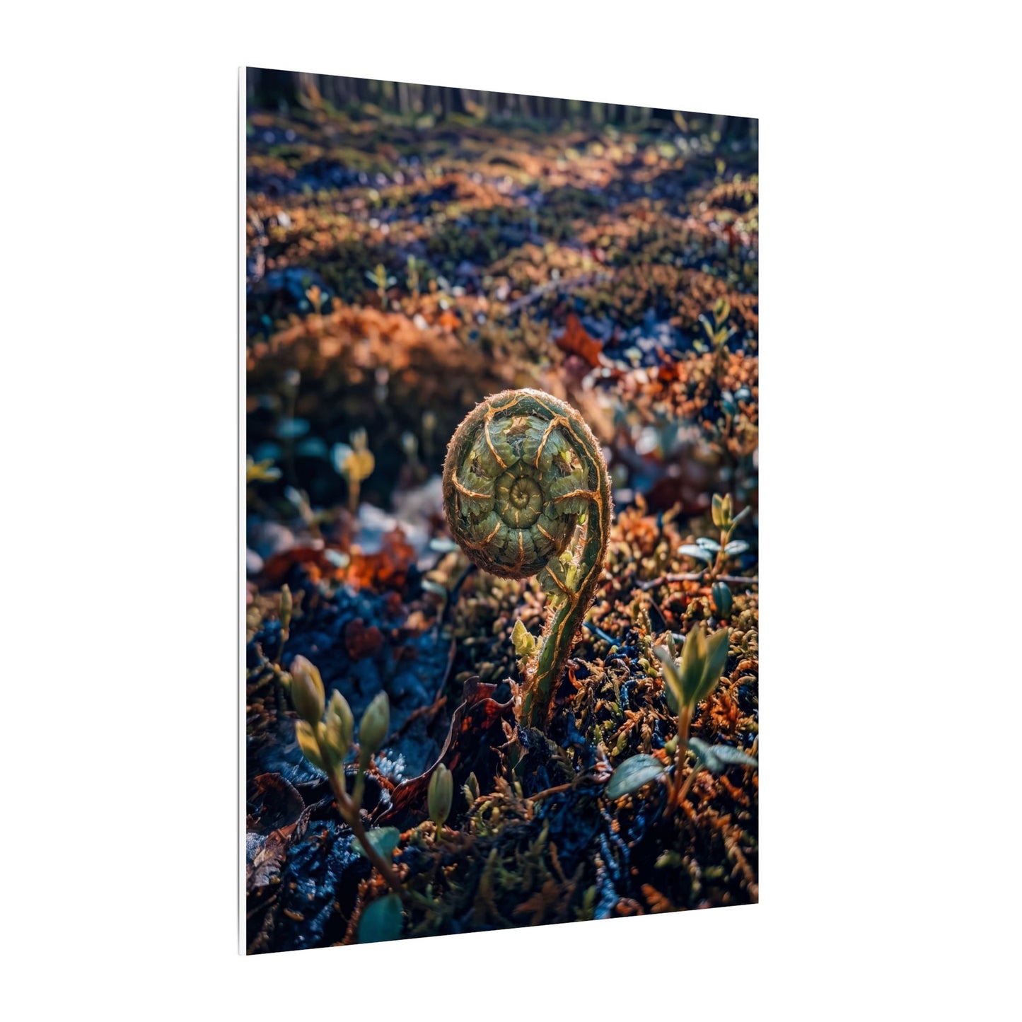 Kintsugi Fern Unfurling in Dappled | Gold Vein Canvas Art