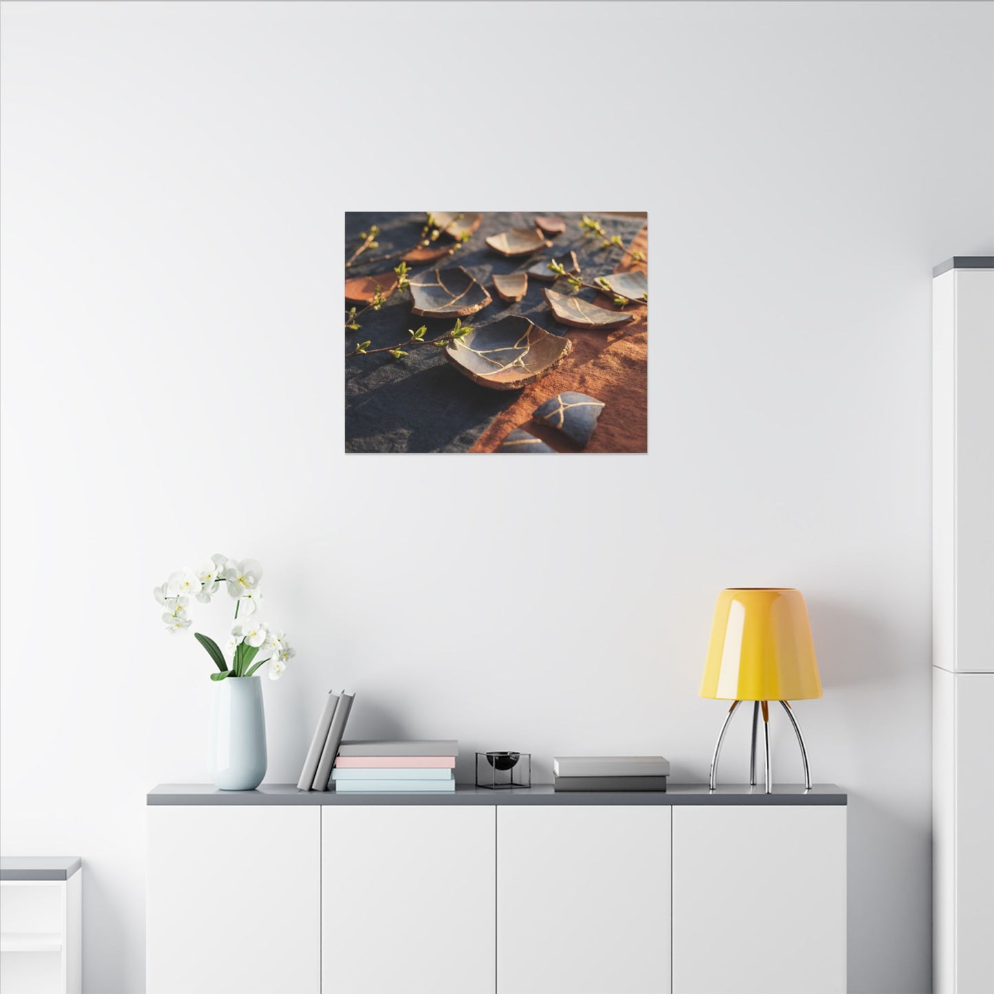 Spring Broken Pottery Gold Vein Canvas Art | Philosophical Decor