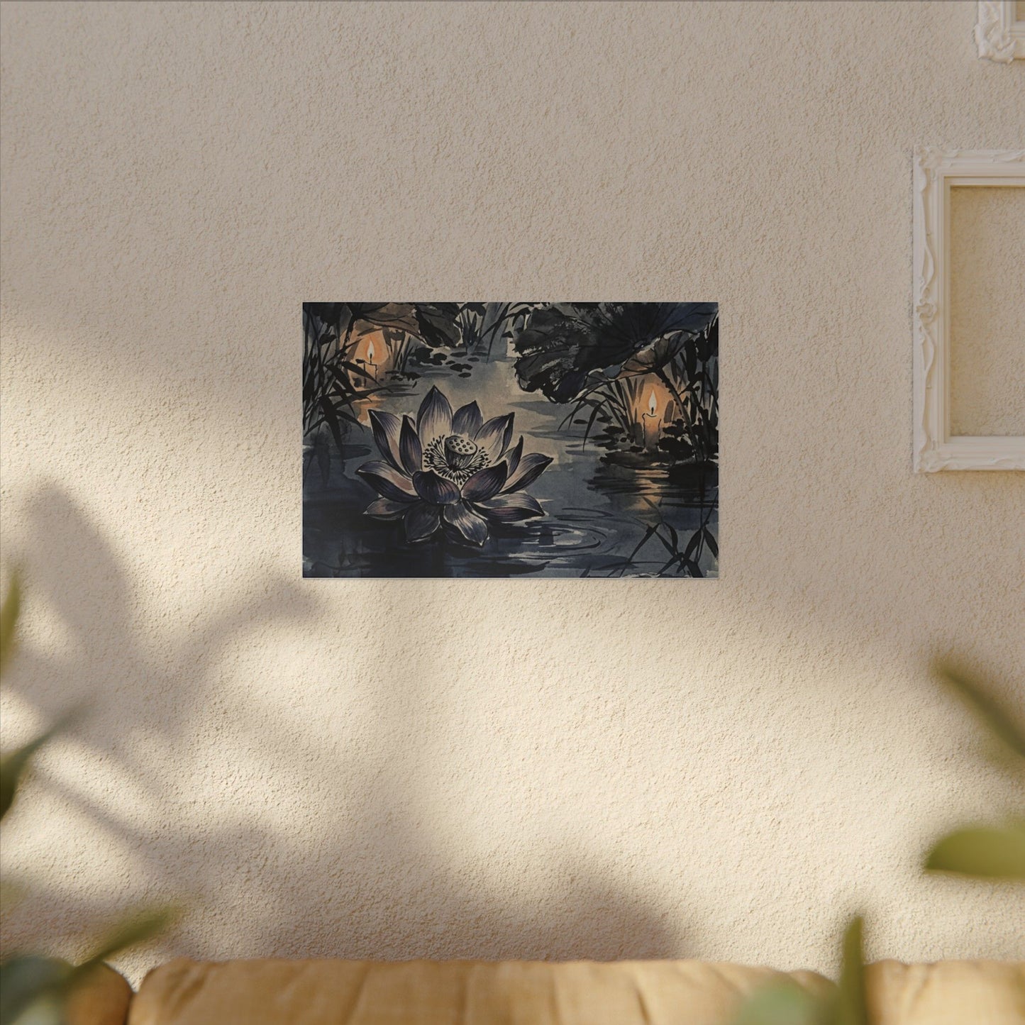 Fukinsei Lotus Flower Canvas Art - Zen Sumi E