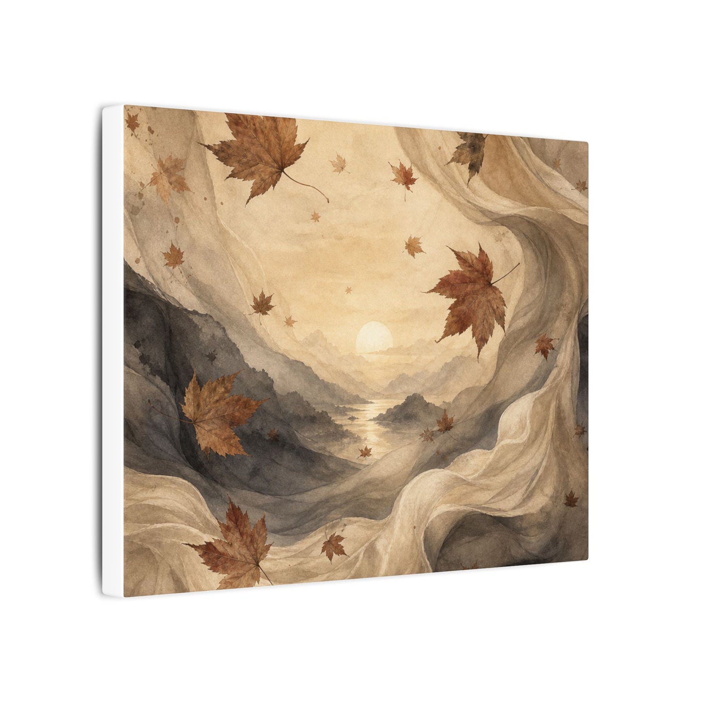 Autumn Silk Drape Watercolor Canvas Art | Earthy Decor