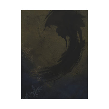 Seijaku Ink Brushstroke Canvas Art - Dark Japandi Moody Minimal