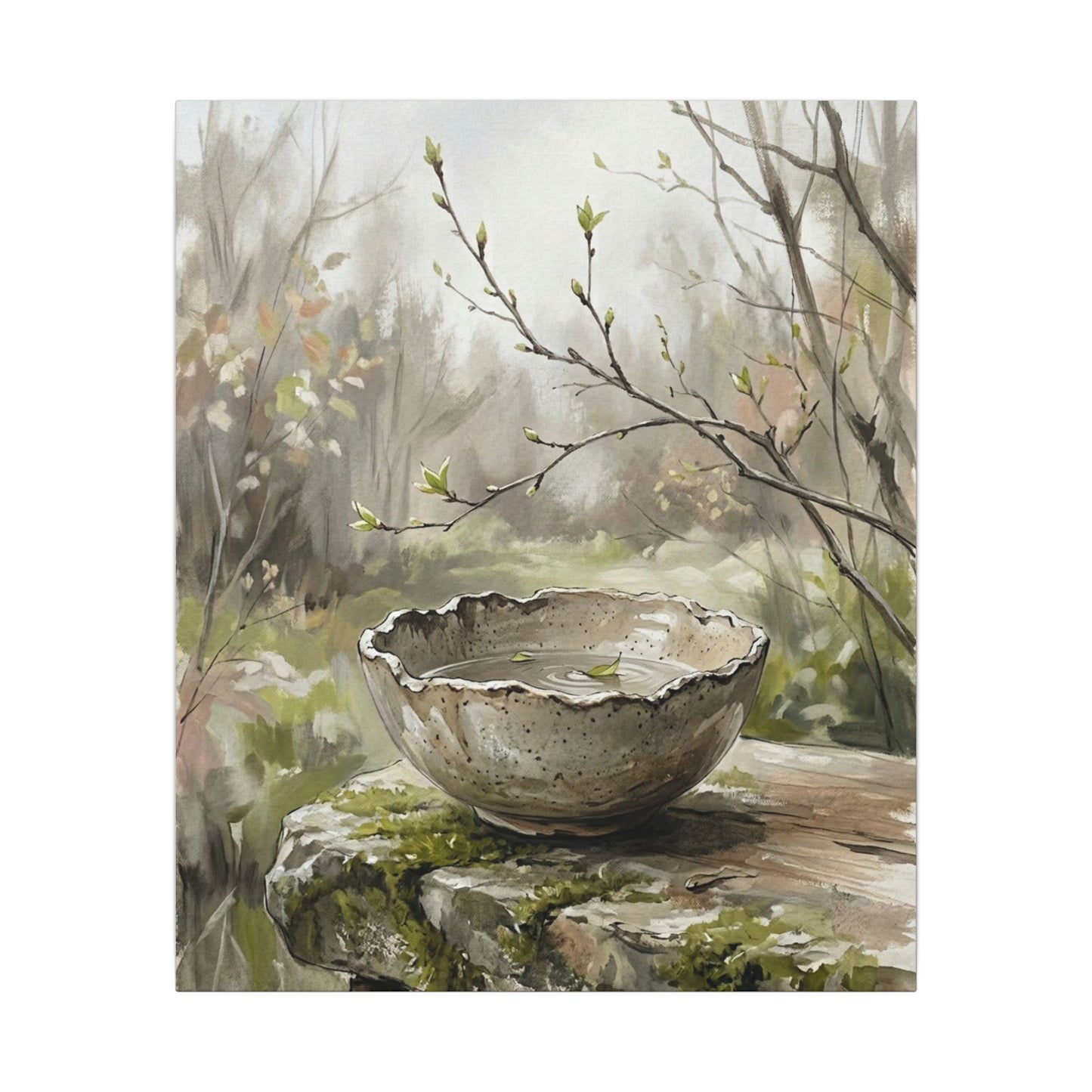 Japandi Ceramic Bowl in Overcast | Minimal Line Canvas Art