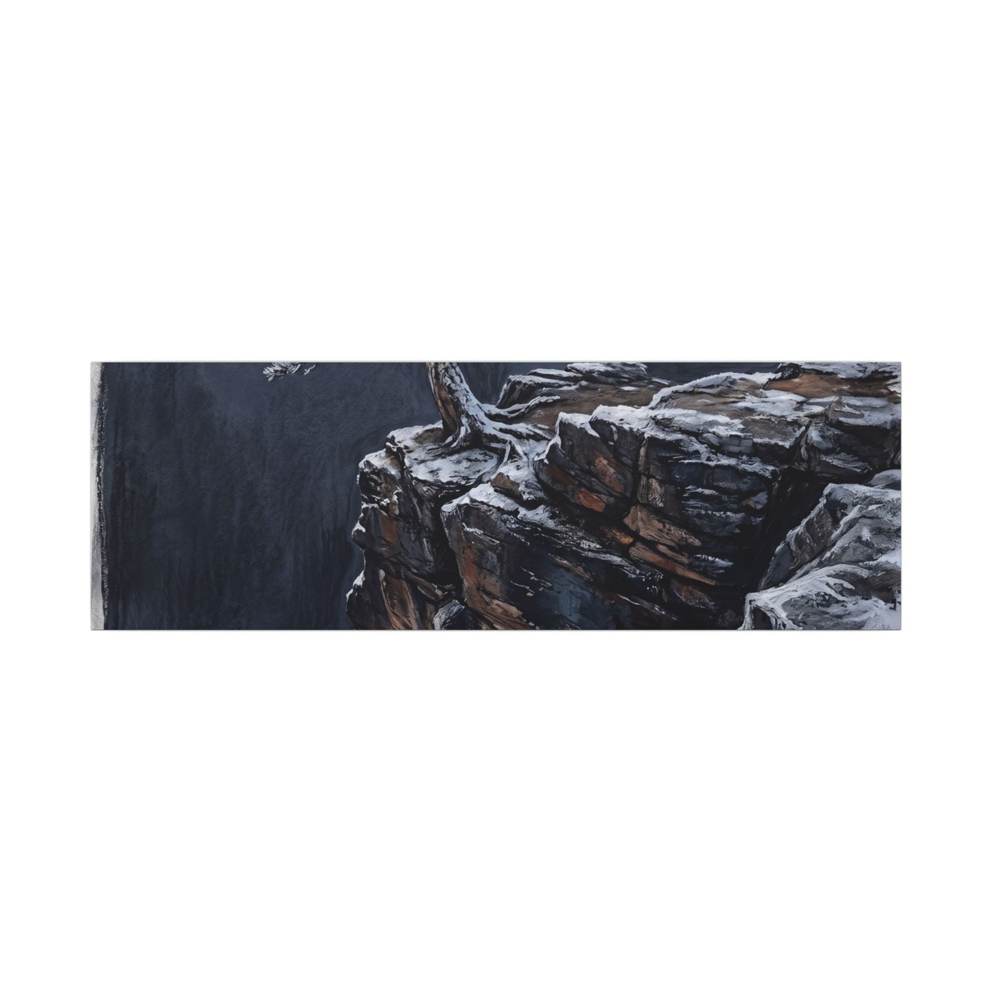 Dark Japandi Pine Tree in Dawn | Dark Texture Canvas Art