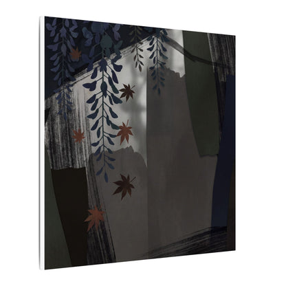 Wisteria Autumn Canvas Art | Dark Japandi Moody Design