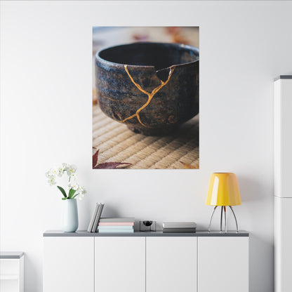 Tea Ceremony Autumn Canvas Art | Kintsugi Healing Design