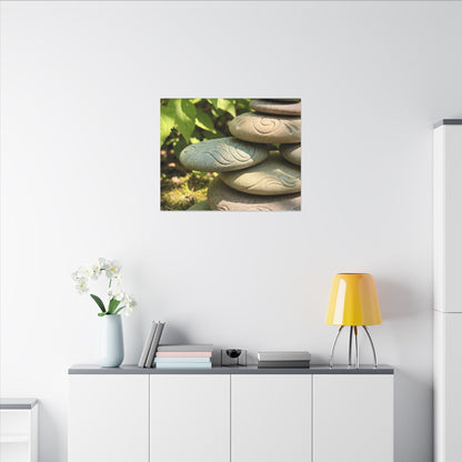 River Stones Summer Canvas Art | Japandi Earthy Design