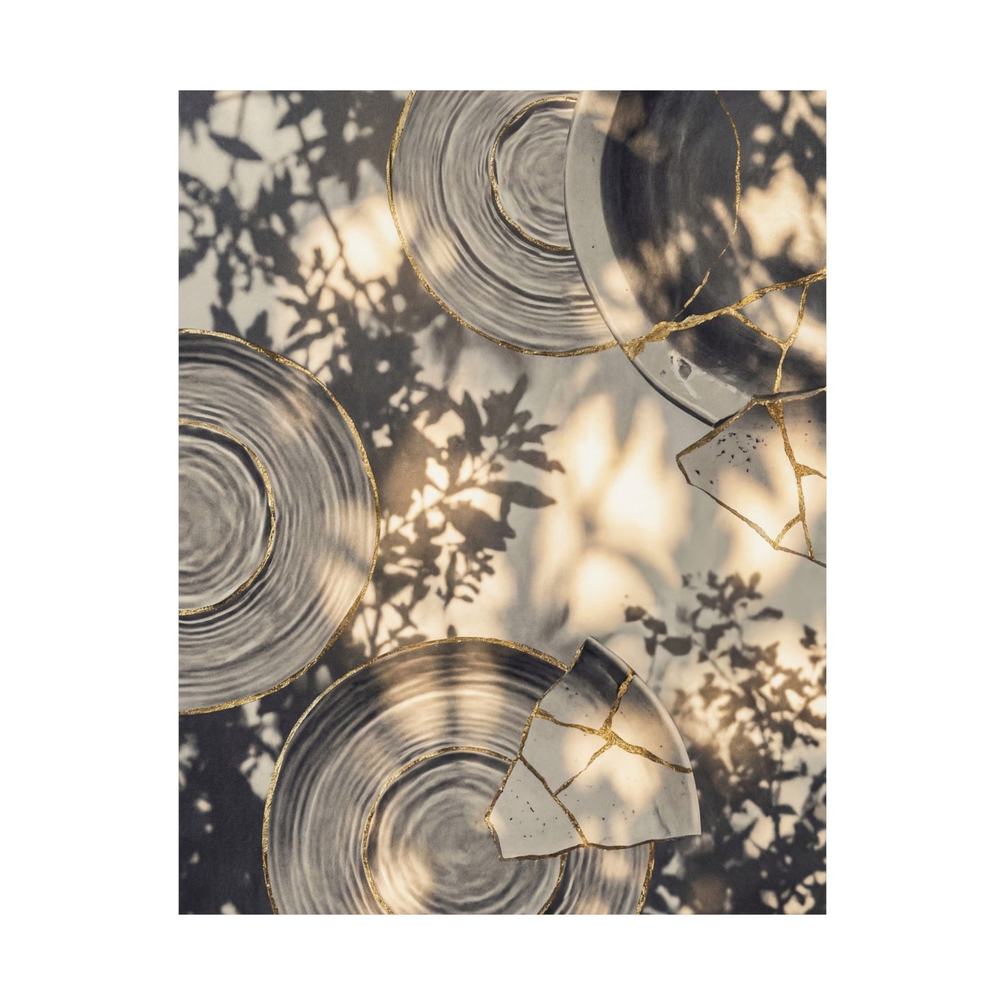Water Ripple Wall Art Print | Summer Kintsugi Gold Vein Art