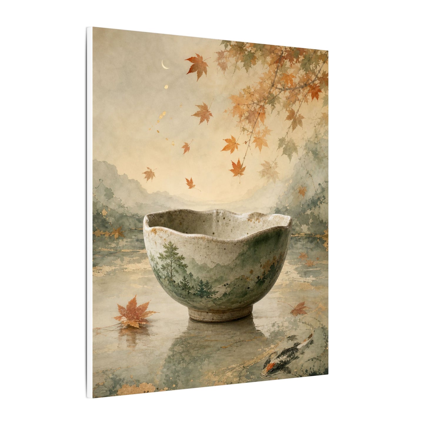 Autumn Ceramic Bowl Watercolor Canvas Art | Cozy Decor