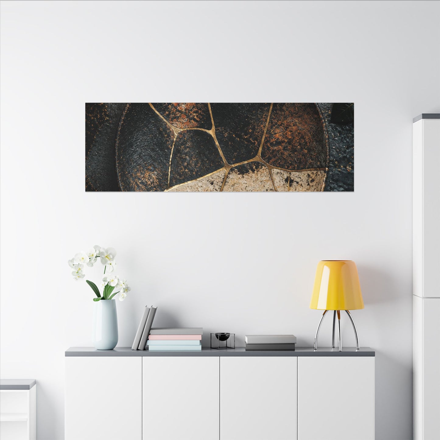 Kintsugi Rust Patina in Dawn | Gold Repair Canvas Art