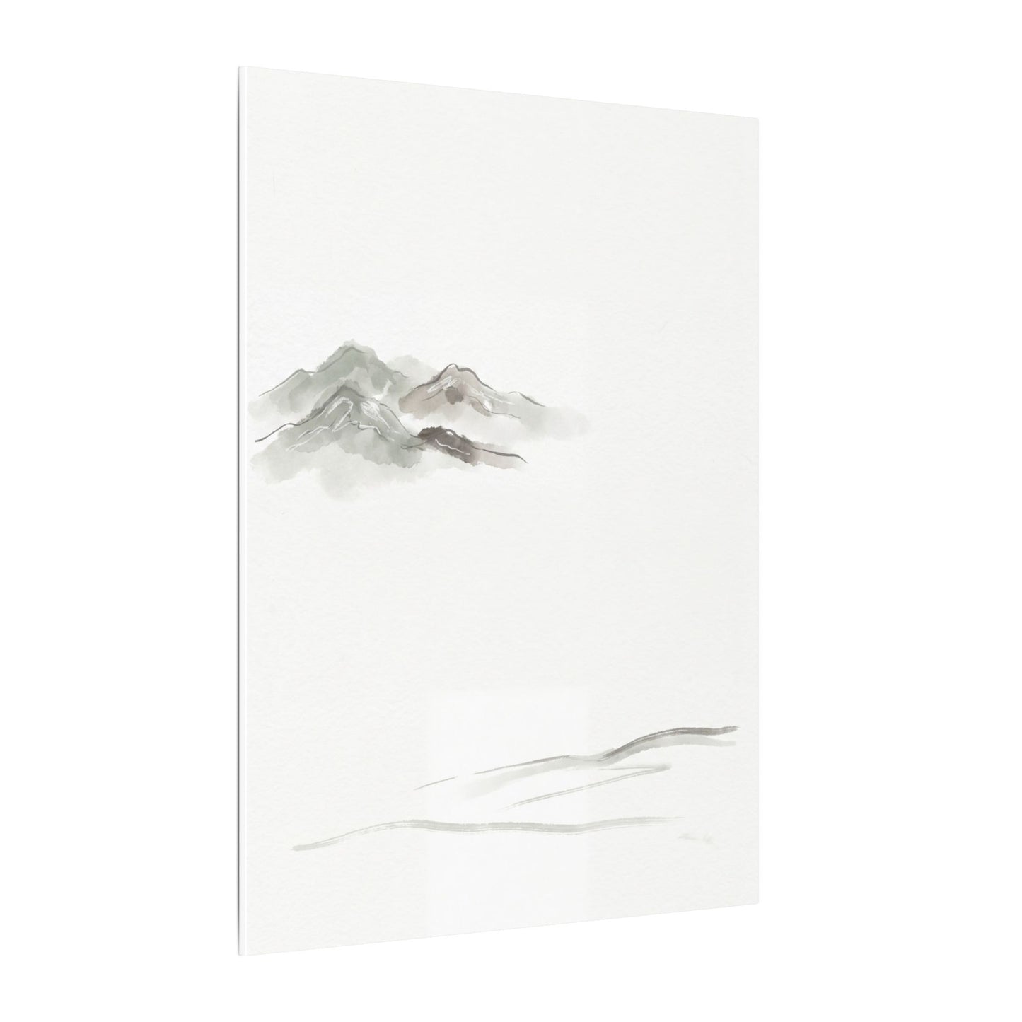 Winter Mountain Mist Minimal Line Canvas Art | Elegant Decor