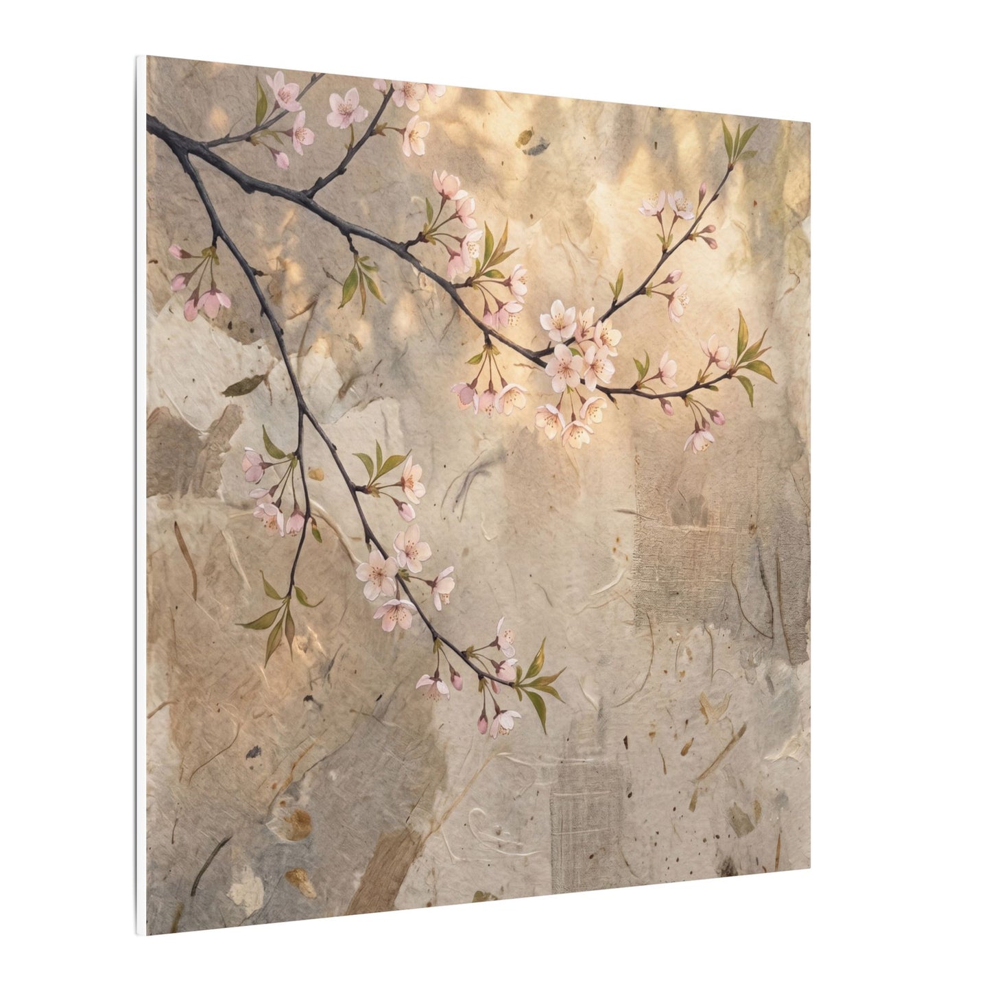 Summer Cherry Blossom Texture Canvas Art | Neutral Decor