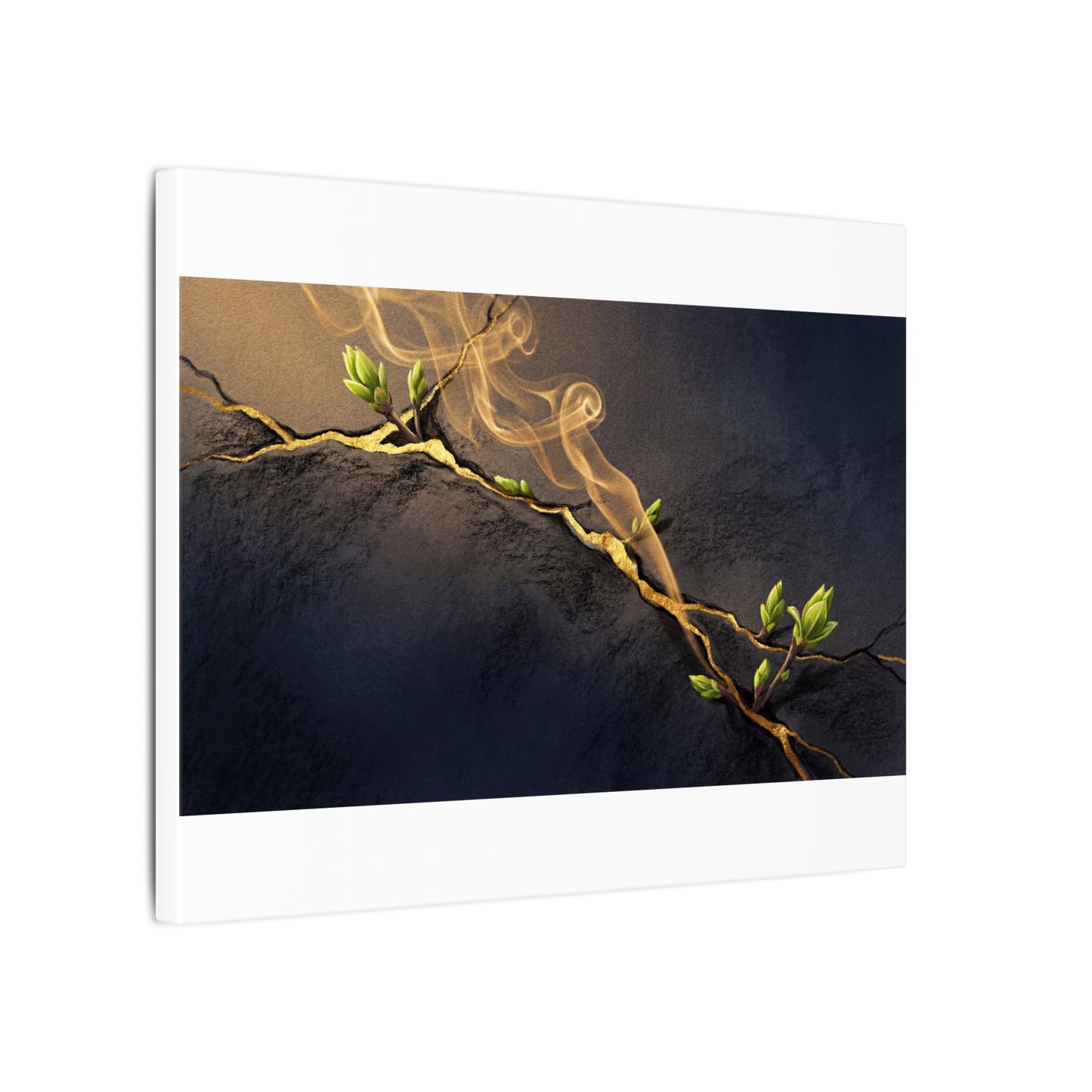 Spring Incense Smoke Gold Vein Canvas Art | Healing Decor
