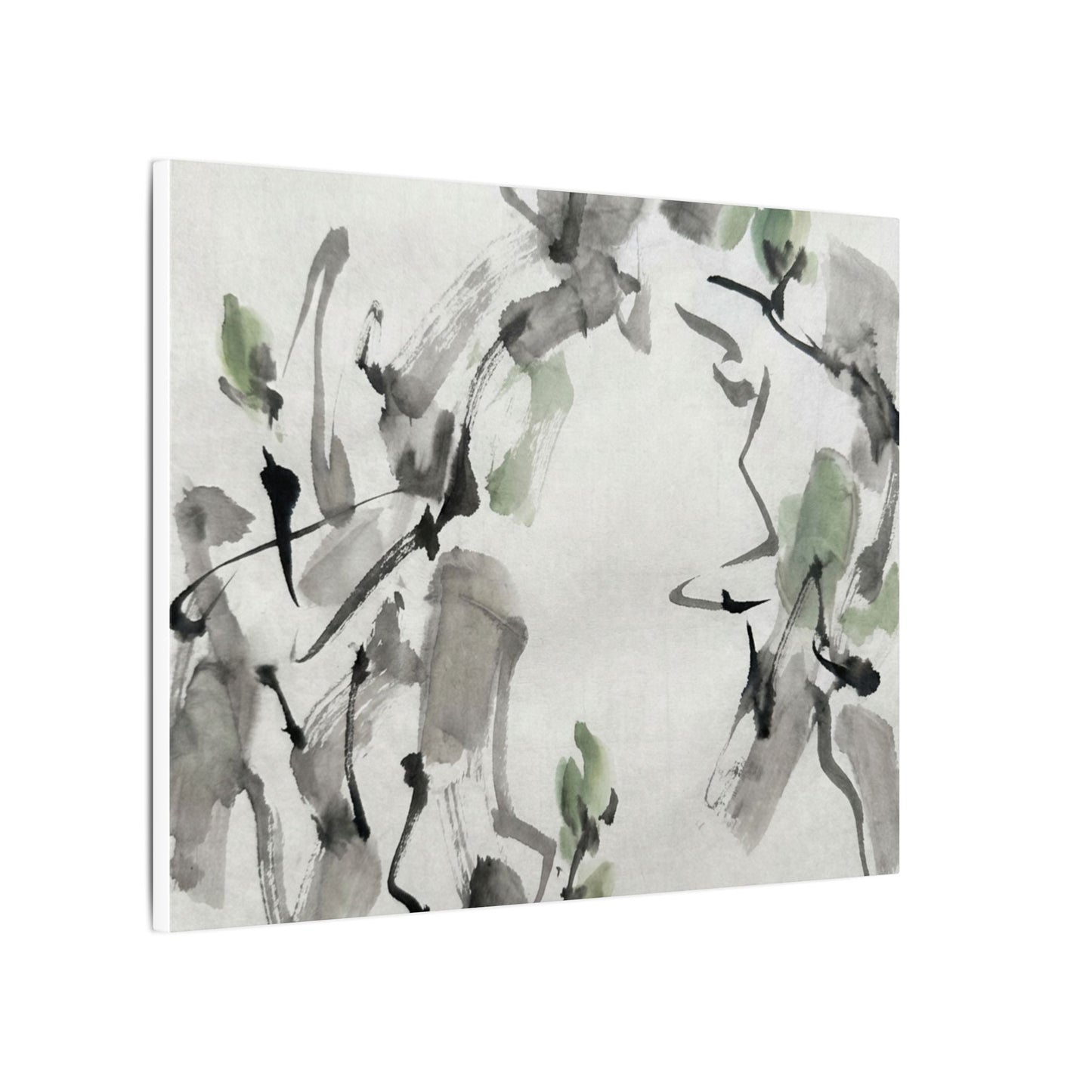 Zen Ink Brushstroke in Overcast | Sumi E Canvas Art