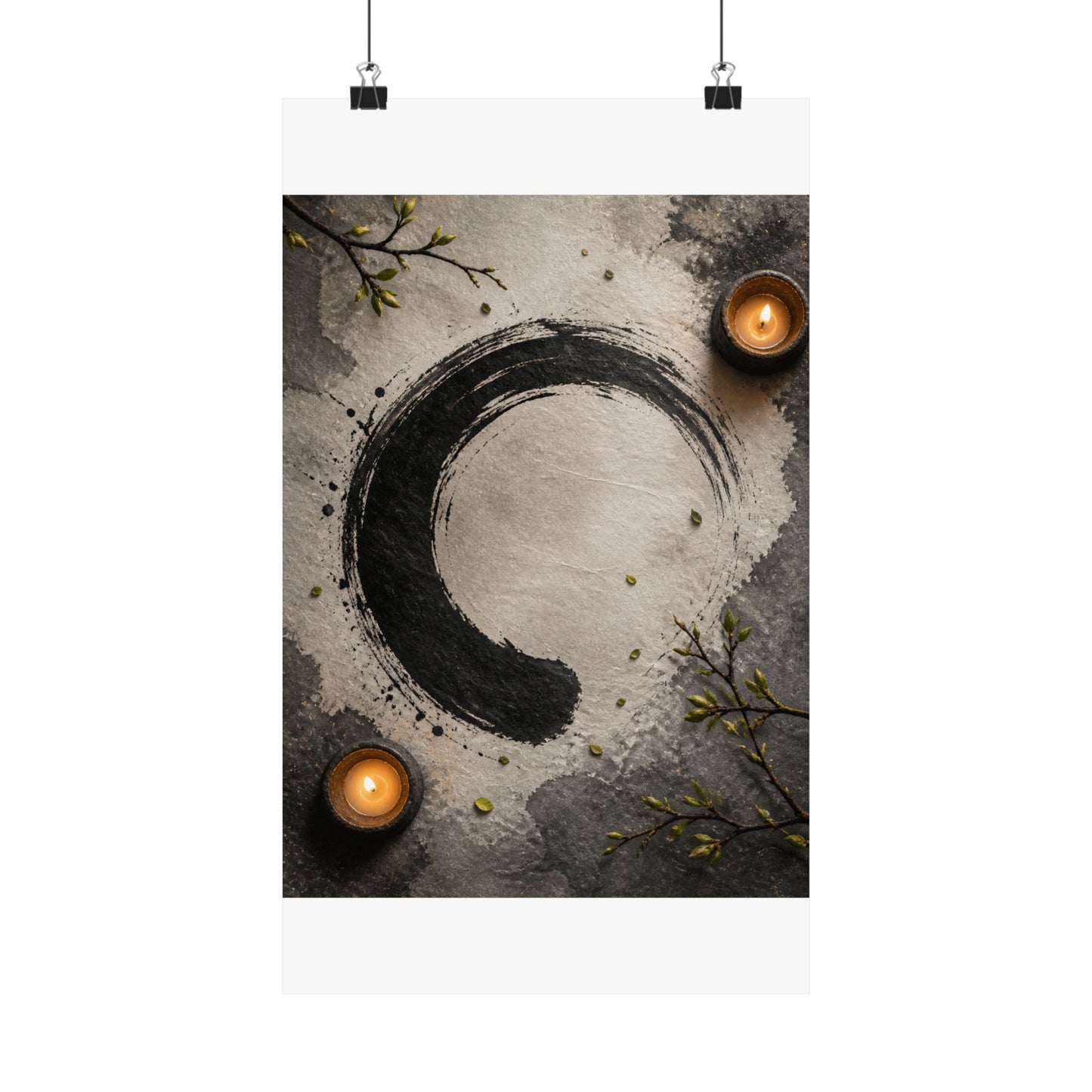 Peaceful Ink Brushstroke Wall Art Print - Enso Zen