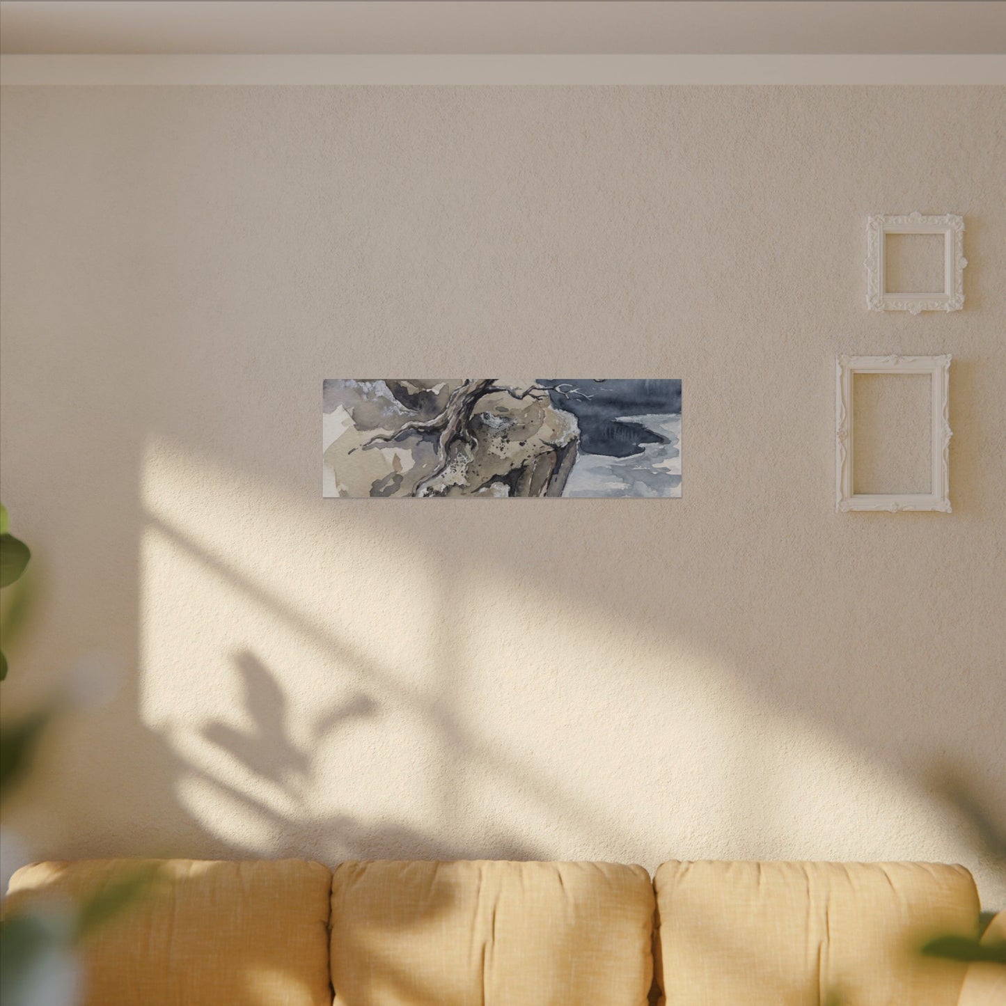 Pine Tree Canvas Art | Winter Japandi Watercolor Art