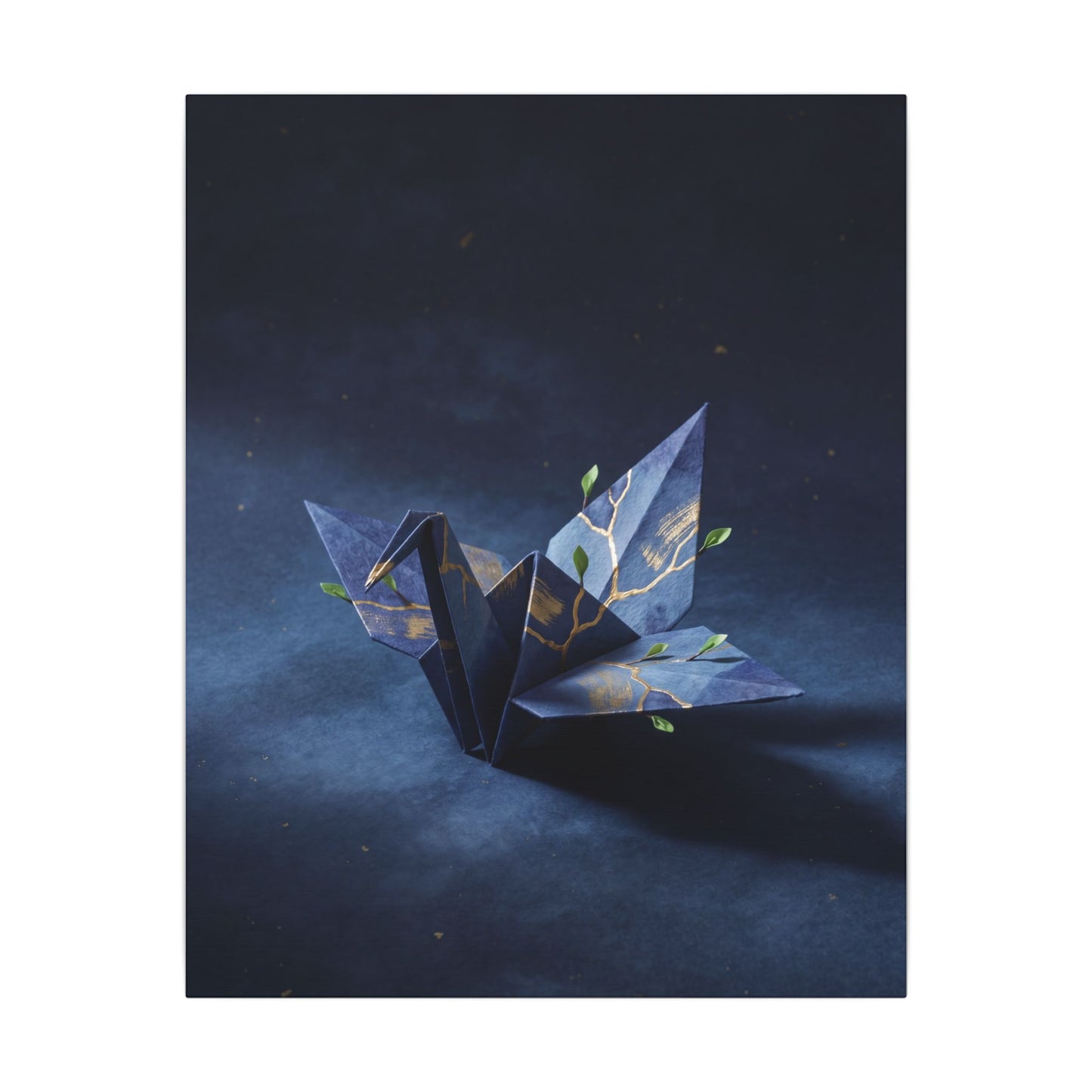 Kintsugi Paper Fold in Moonlight | Crackle Gold Canvas Art
