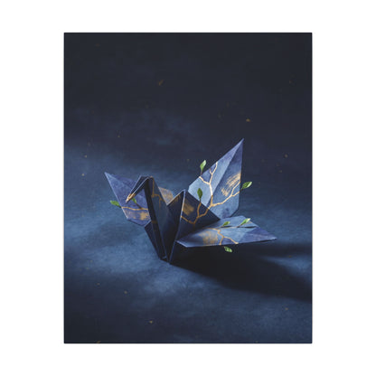 Kintsugi Paper Fold in Moonlight | Crackle Gold Canvas Art