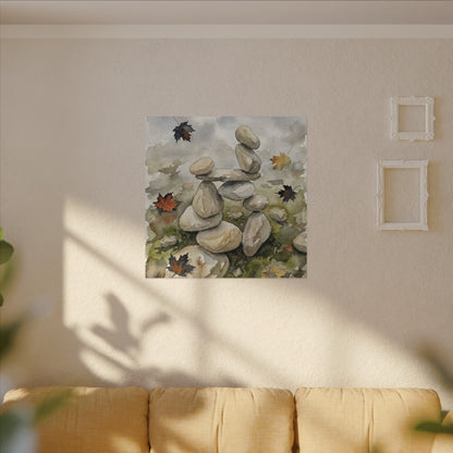 Overcast River Stones Canvas Art - Japandi Fukinsei