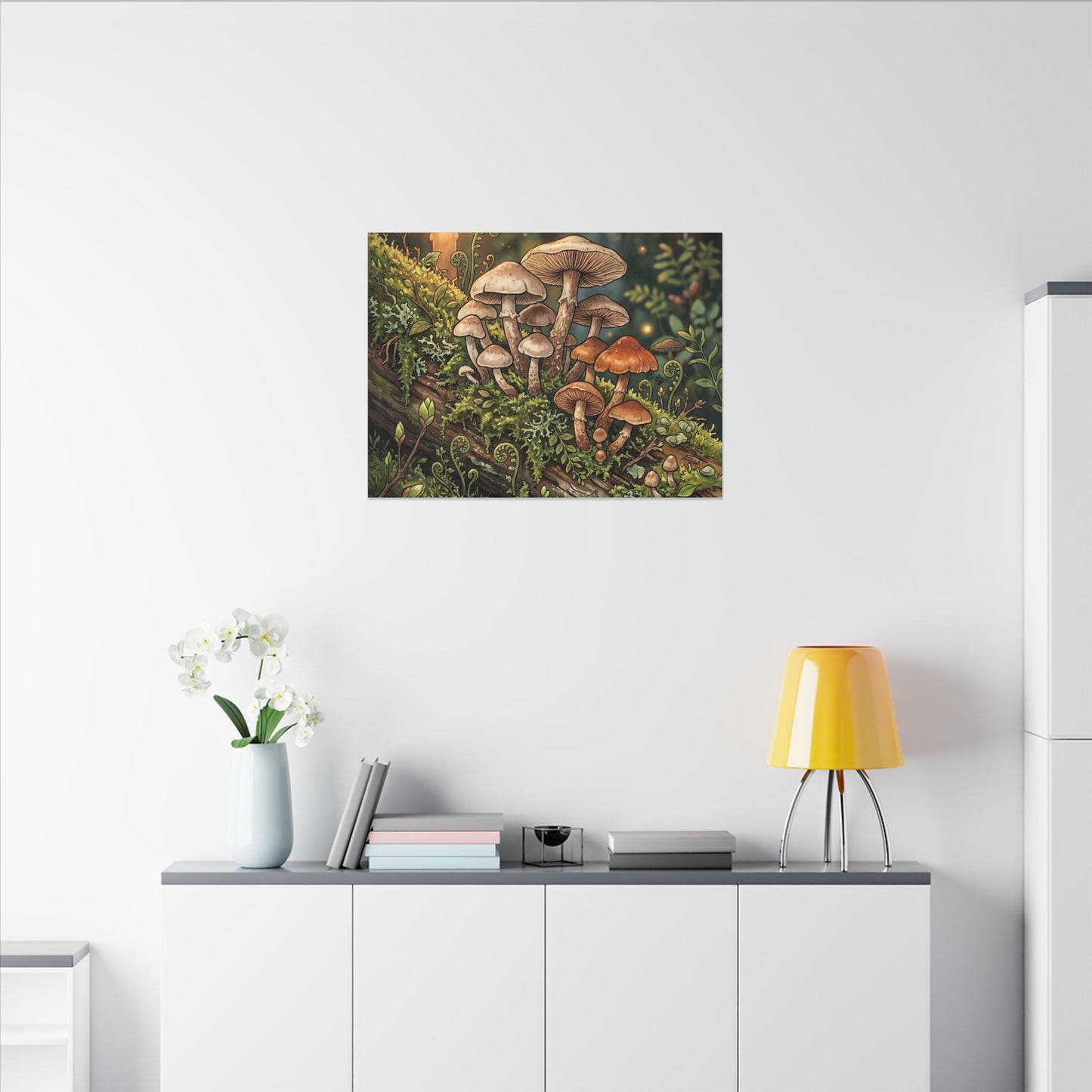 Spring Wild Mushrooms Herbarium Canvas Art | Rustic Decor