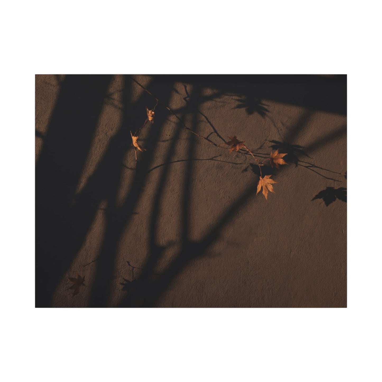 Shadow Play Autumn Canvas Art | Dark Japandi Luxurious Design Art Print