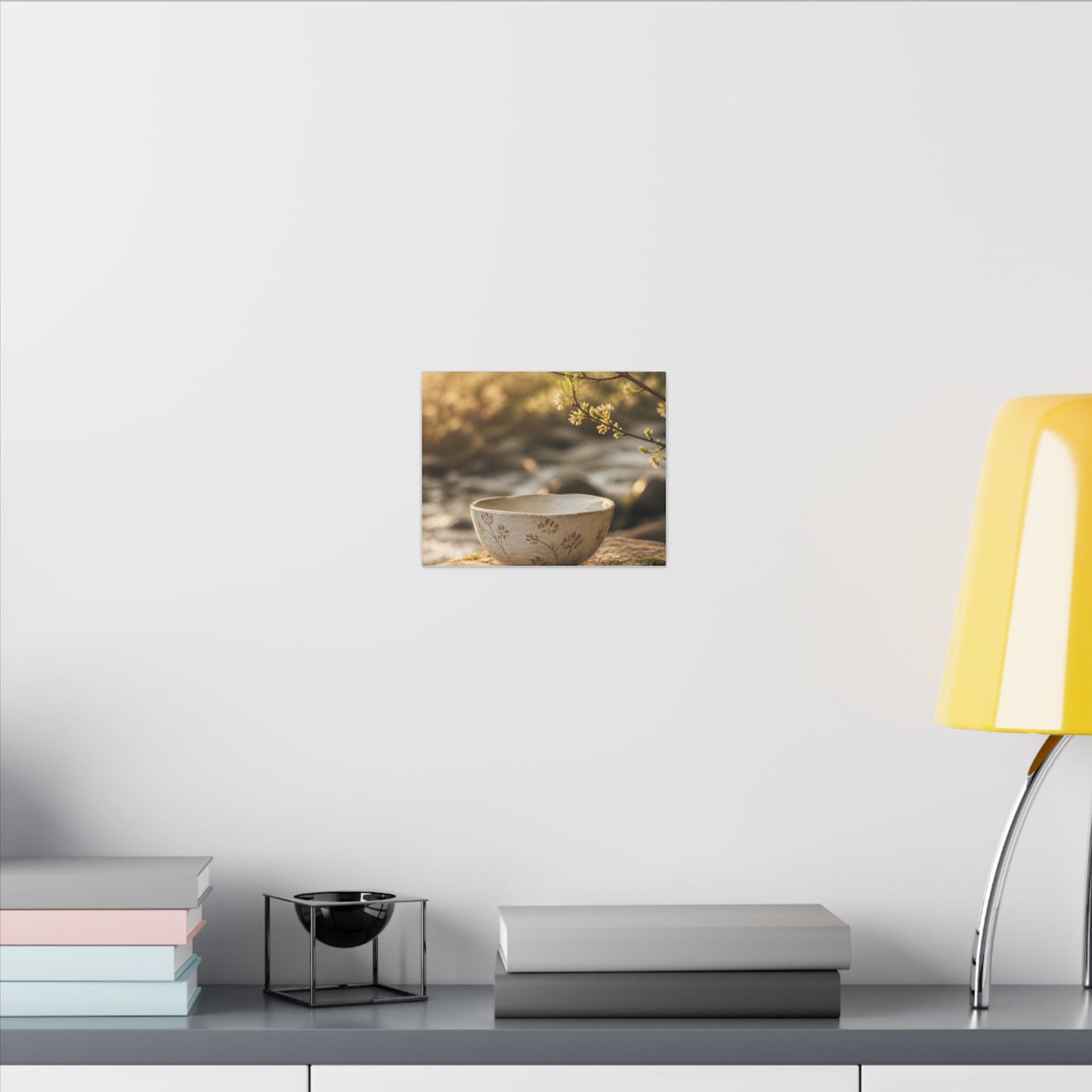 Neutral Ceramic Bowl Canvas Art - Japanese Pattern Japandi