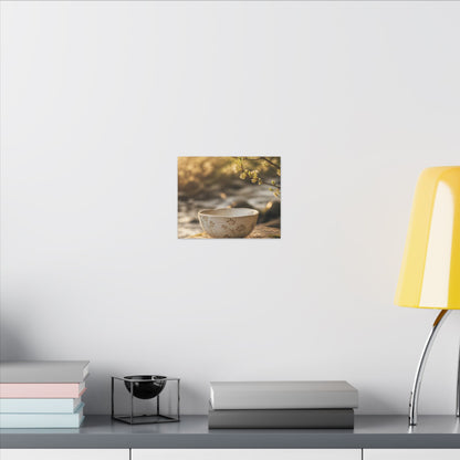 Neutral Ceramic Bowl Canvas Art - Japanese Pattern Japandi