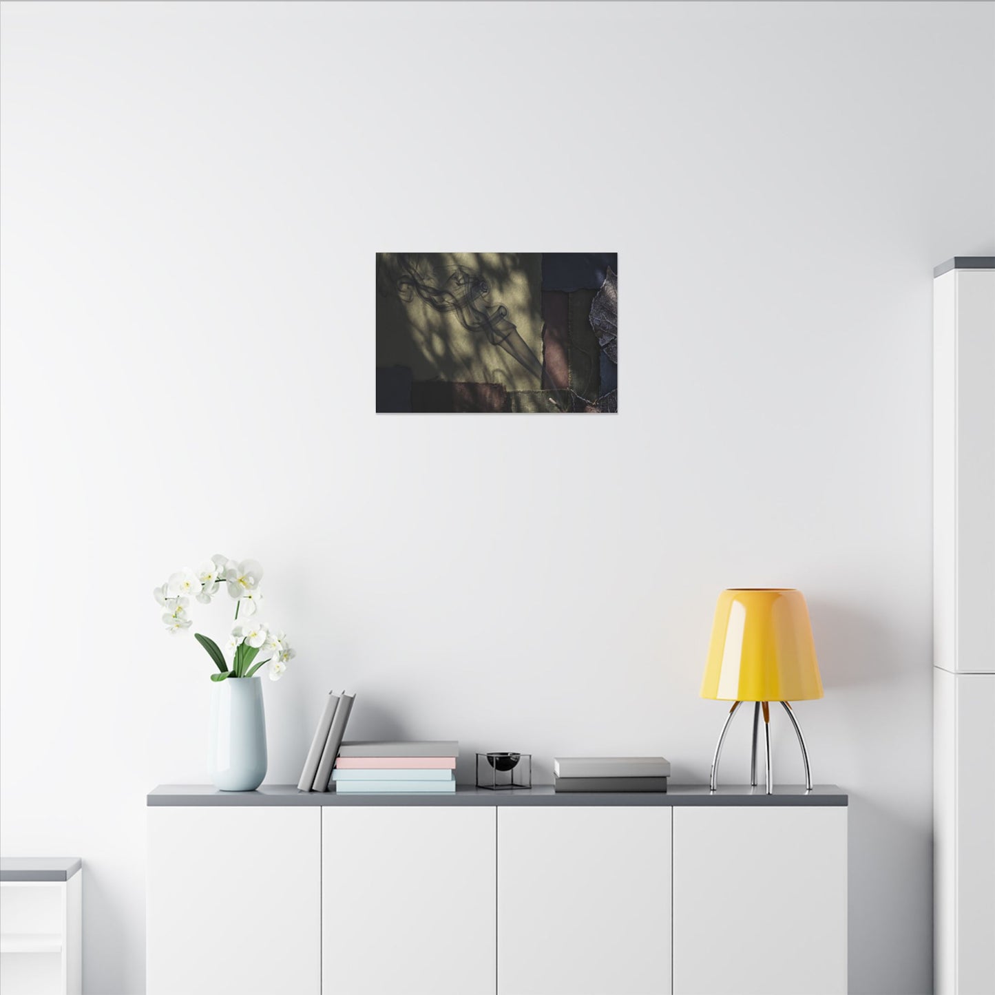Ma Incense Smoke Canvas Art - Dark Japandi Dark Texture