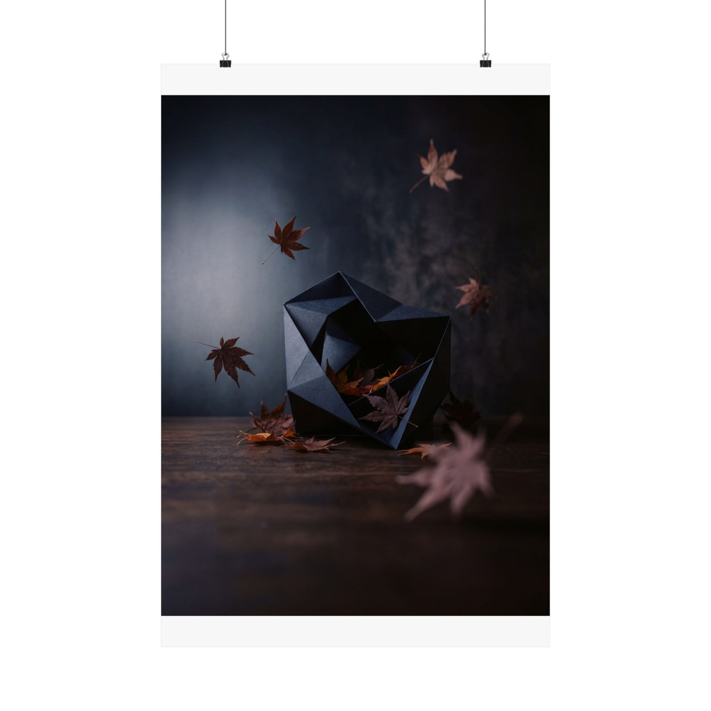 Paper Fold Shadow Zen Wall Art Print | Atmospheric Dark Japandi Art
