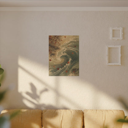 Japandi Ocean Wave in Candlelight | Japanese Pattern Canvas Art