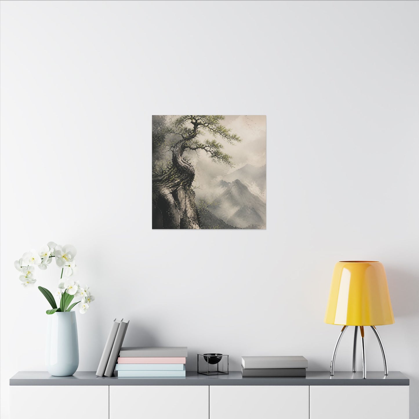 Spring Pine Tree Watercolor Canvas Art | Warm Decor