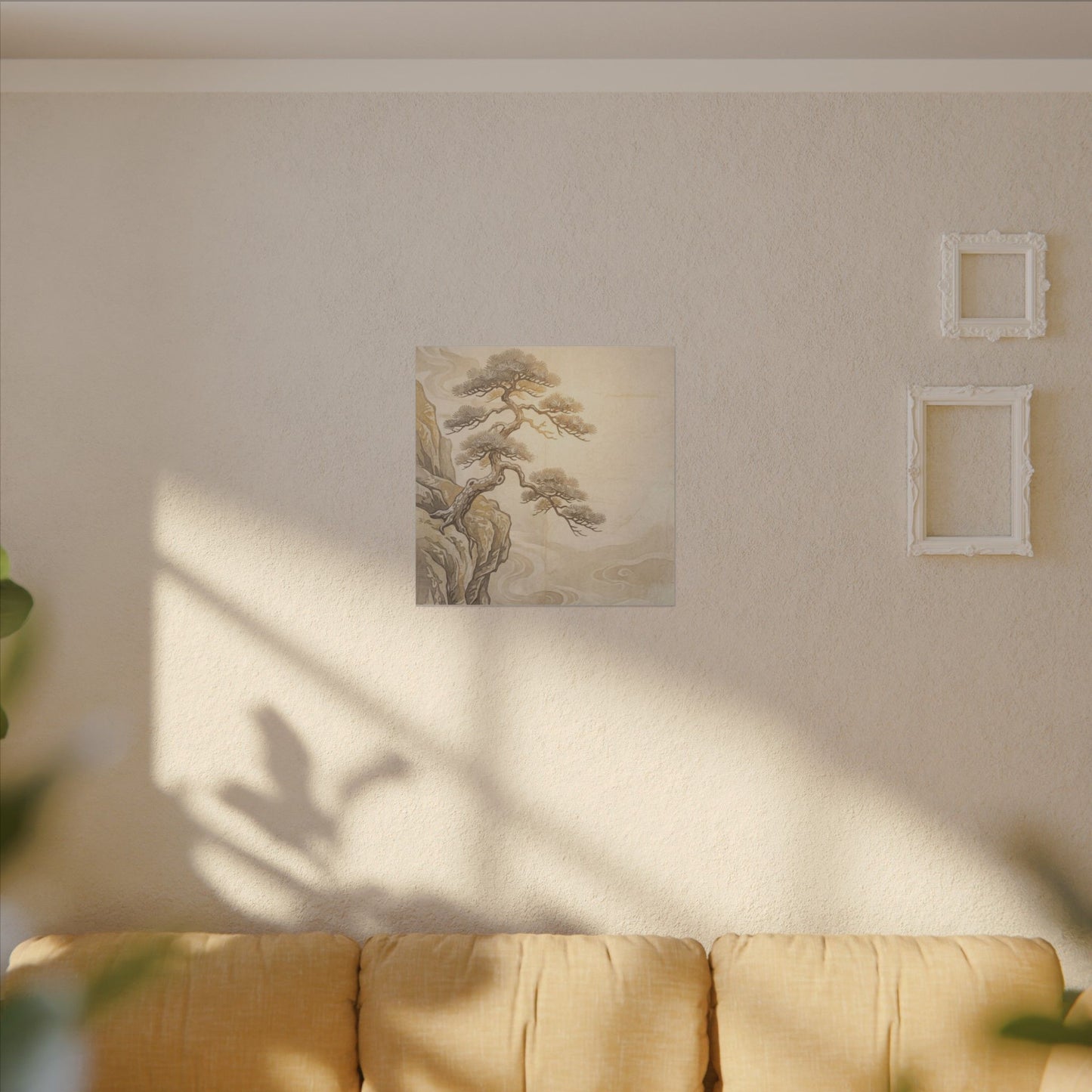 Winter Pine Tree Japanese Pattern Canvas Art | Elegant Decor