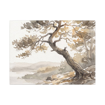 Pine Tree Watercolor Canvas Art | Elegant Japandi Art Art Print