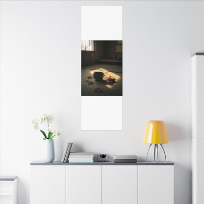 Dark Japandi Tea Ceremony in Golden Hour | Moody Minimal Canvas Art