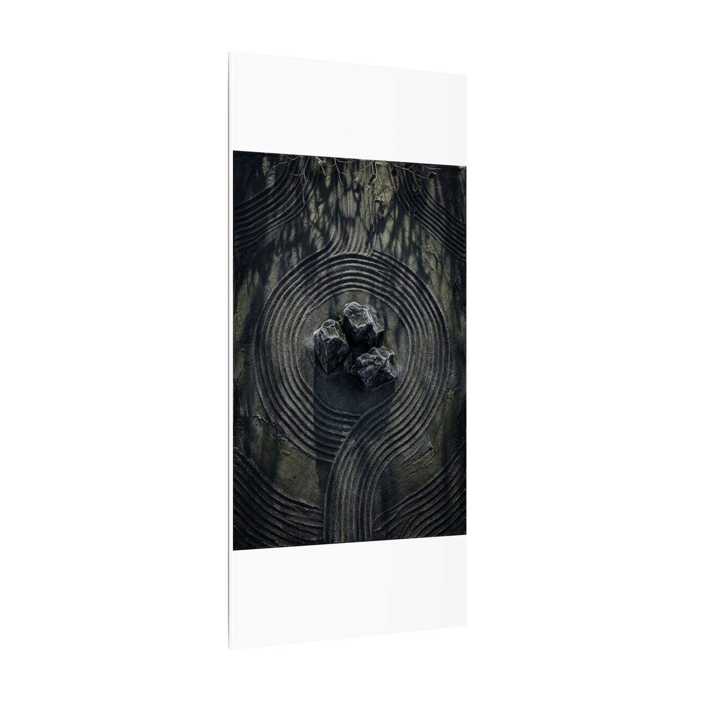 Moody Rock Garden Canvas Art - Dark Texture Dark Japandi