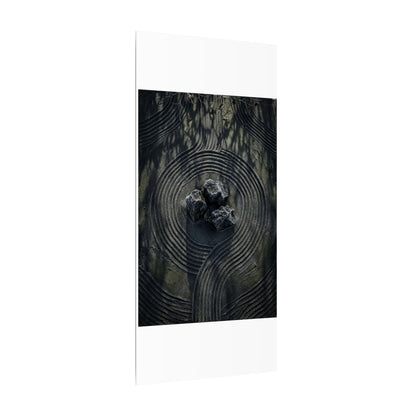 Moody Rock Garden Canvas Art - Dark Texture Dark Japandi