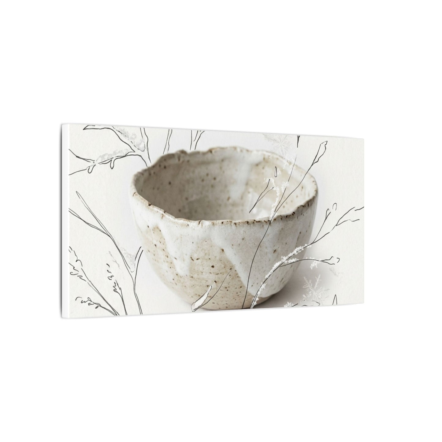 Neutral Ceramic Bowl Canvas Art - Minimal Line Japandi