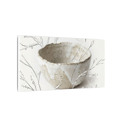 Neutral Ceramic Bowl Canvas Art - Minimal Line Japandi