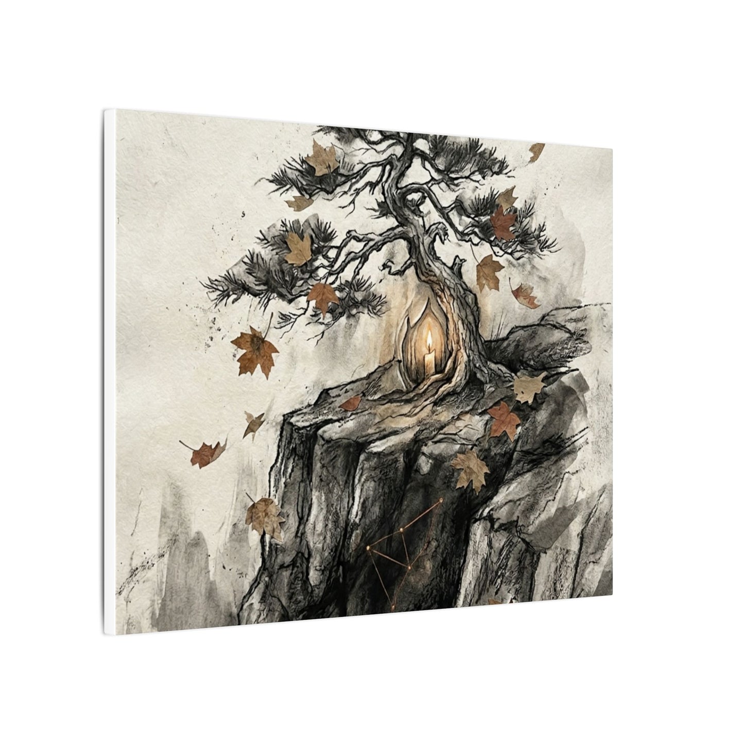 Pine Tree Autumn Canvas Art | Japandi Earthy Design